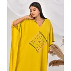 The Saffron Saga Handbrodered Designer Luxury Kaftan Yellow - S