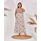 Camisón de algodón puro sin mangas con estampado floral de The Saffron Saga, gris y rosa, talla S