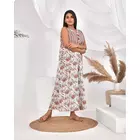 Camisón de algodón puro sin mangas con estampado floral de The Saffron Saga, gris y rosa, talla S
