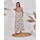 Camisón de algodón puro sin mangas con estampado floral de The Saffron Saga, gris y rosa, talla S