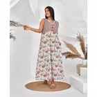 Camisón de algodón puro sin mangas con estampado floral de The Saffron Saga, gris y rosa, talla S