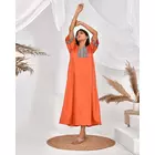 The Saffron Saga Solid Half Sleeves Pure Cotton Nighty Rust Orange - S