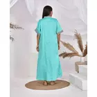The Saffron Saga Solid Half Sleeves Pure Cotton Nighty Sea Green - S