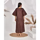 The Saffron Saga Solid 3/4 Sleeve Pure Cotton Nighty Chocolate Brown - S