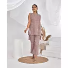 Ensemble de vêtements d'intérieur en coton rayé The Saffron Saga rose gris