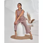 Ensemble de vêtements d'intérieur en coton rayé The Saffron Saga rose gris