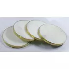 White Marble With Brass Inaly  Coaster 4 Pcs Set