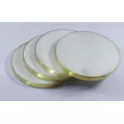 White Marble With Brass Inaly  Coaster 4 Pcs Set