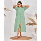The Saffron Saga Striped Halfsleeves Pure Cotton Nighty Dress Green - S