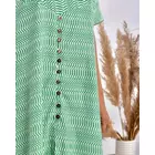 The Saffron Saga Striped Halfsleeves Pure Cotton Nighty Dress Green - S