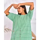 The Saffron Saga Striped Halfsleeves Pure Cotton Nighty Dress Green - S