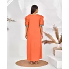 The Saffron Saga Solid Half Sleeves Pure Cotton Nighty Rust Orange - S
