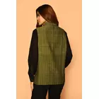 Olivgrön handvävd Nehru-jacka i bomull för kvinnor