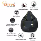 Sattva Classic XXXL Bean Bag Cover (No Filling) Black With Yellow Piping