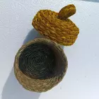 Sabai Grass Colored Jewellery Box Small | Round Eco-Friendly Storage Box|Handmade Trinket Holder with Loop Handle