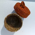 Sabai Grass Colored Jewellery Box Small | Round Eco-Friendly Storage Box|Handmade Trinket Holder with Loop Handle