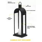 Lanterne à bougie en métal modeste à texture noire fabriquée à la main