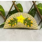 Naturligt färggult och grönt handbroderat u-format vävt stängande sommarväska halm handvävt clutch