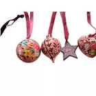 Adorno colgante para árbol de Navidad de papel maché de color rosa (juego de 4)