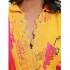 Yellow Fuchsia Pink Cotton Floral Kurta Set