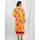 Yellow Fuchsia Pink Cotton Floral Kurta Set