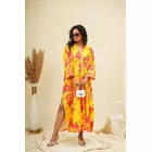 Yellow Pink Kaftan Style Shirt Dress
