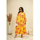 Yellow Pink Kaftan Style Shirt Dress