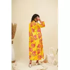 Yellow Pink Kaftan Style Shirt Dress