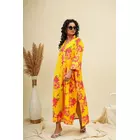 Yellow Pink Kaftan Style Shirt Dress