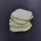 White Quartz Coasters Set with Gold Edges