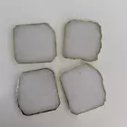 White Quartz Coasters Set with Gold Edges