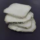 White Quartz Coasters Set with Gold Edges