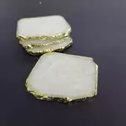 White Quartz Coasters Set with Gold Edges