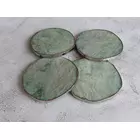 Grüne Aventurin-Untersetzer mit Goldrand - rund, 4 Stück