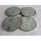 Grüne Aventurin-Untersetzer mit Goldrand - rund, 4 Stück