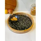 Black color handmade round shape tray