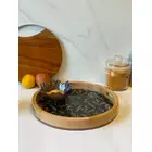Black color handmade round shape tray