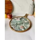 White & blue color wooden platter