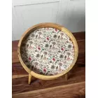 White color floral print table