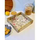Ivory color floran print wooden tray