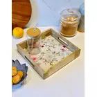Ivory color floran print wooden tray