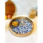 Bandeja redonda hecha a mano en color azul y blanco