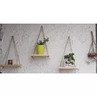 Pack of 3- Rustic Macrame Jute, Hemp Macrame Shelf, Plant Holder Shelf, Hanging Shelf