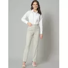Slim Fit Poly Cotton Mid Waist Formell Byxa - Sage Green
