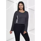 Top corto de algodón gris oscuro jaspeado