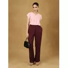Pink Solid Batwing Sleeve Top