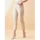 Avsmalnande midja byxa med smal passform - Beige