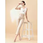 Avsmalnande midja byxa med smal passform - Beige