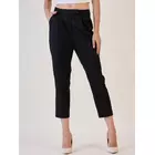 Black Pleated Above Ankle length Trouser