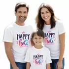Minicult Cotton Holi Half Sleeve Tshirt for Family (Pack of 1)